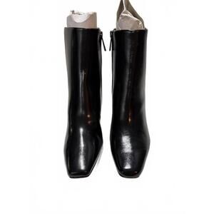 Anne Klein Black Leather Ankle Boots